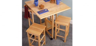 Space Saver Drop Leaf Dining Table with 2 Stools