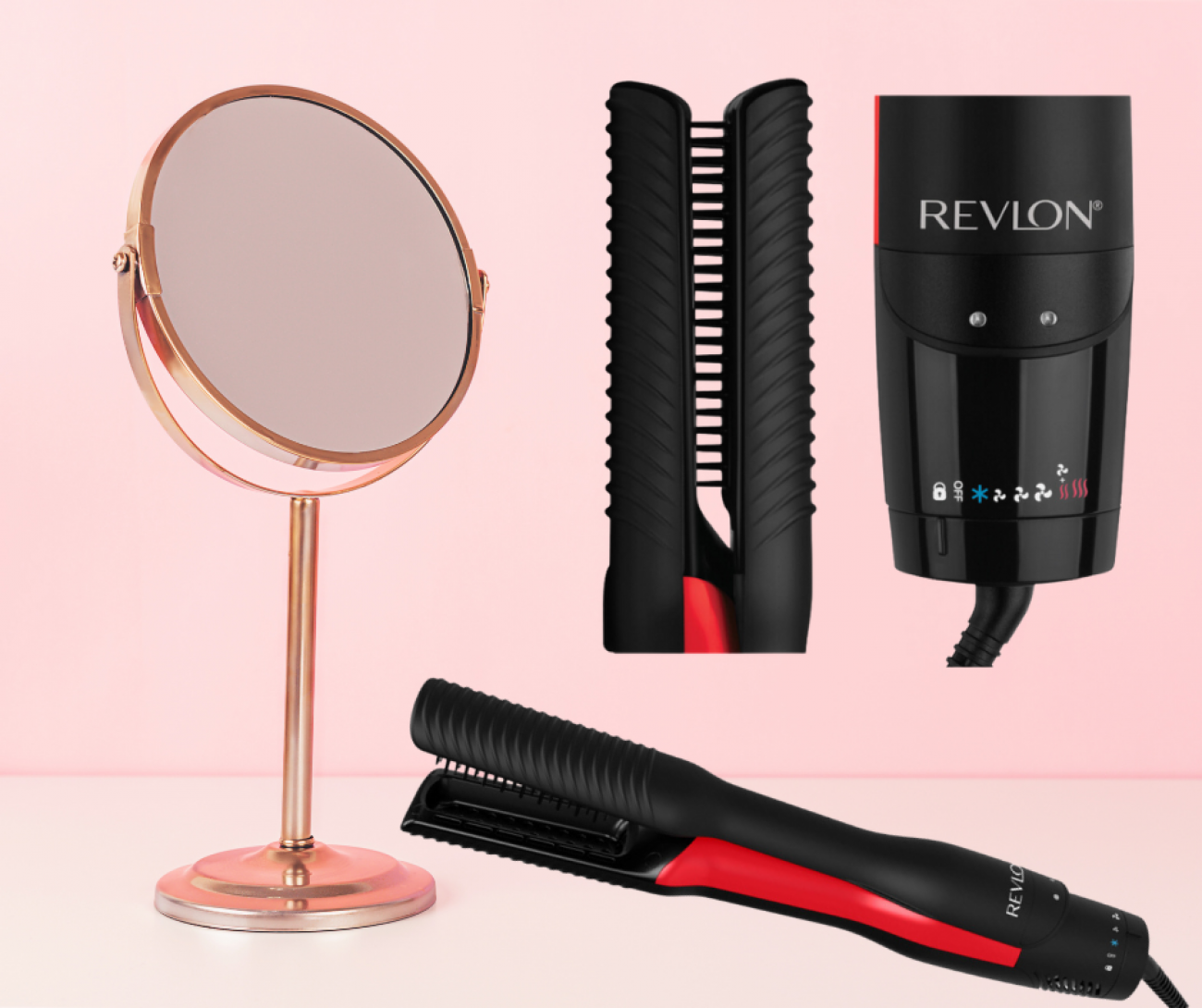 Sèche-cheveux et fer plat 2-en-1 One-Step Air Straight de Revlon - Noir/Rouge