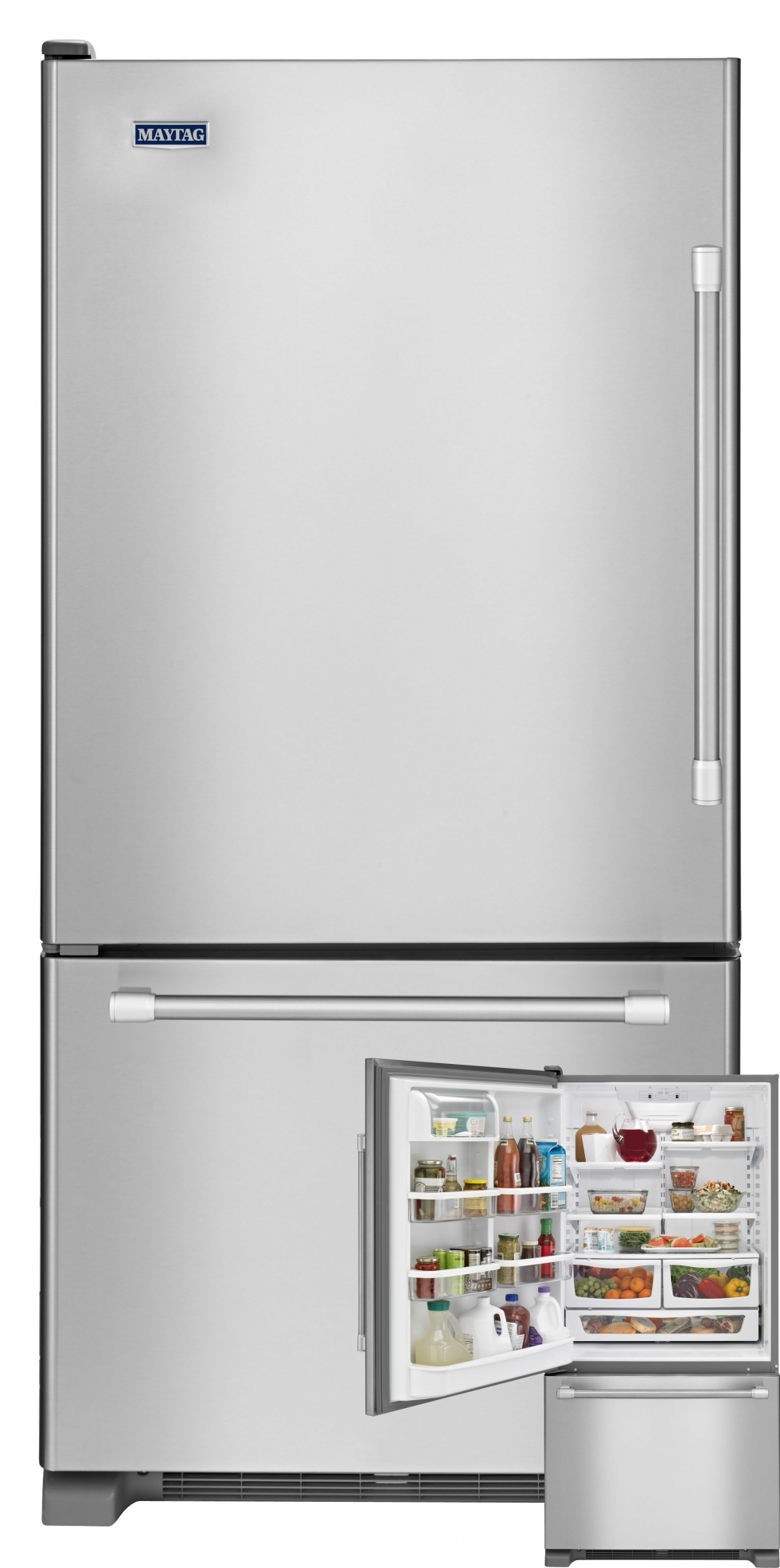 Maytag Réfrigérateur à congélateur inférieur en acier inoxydable