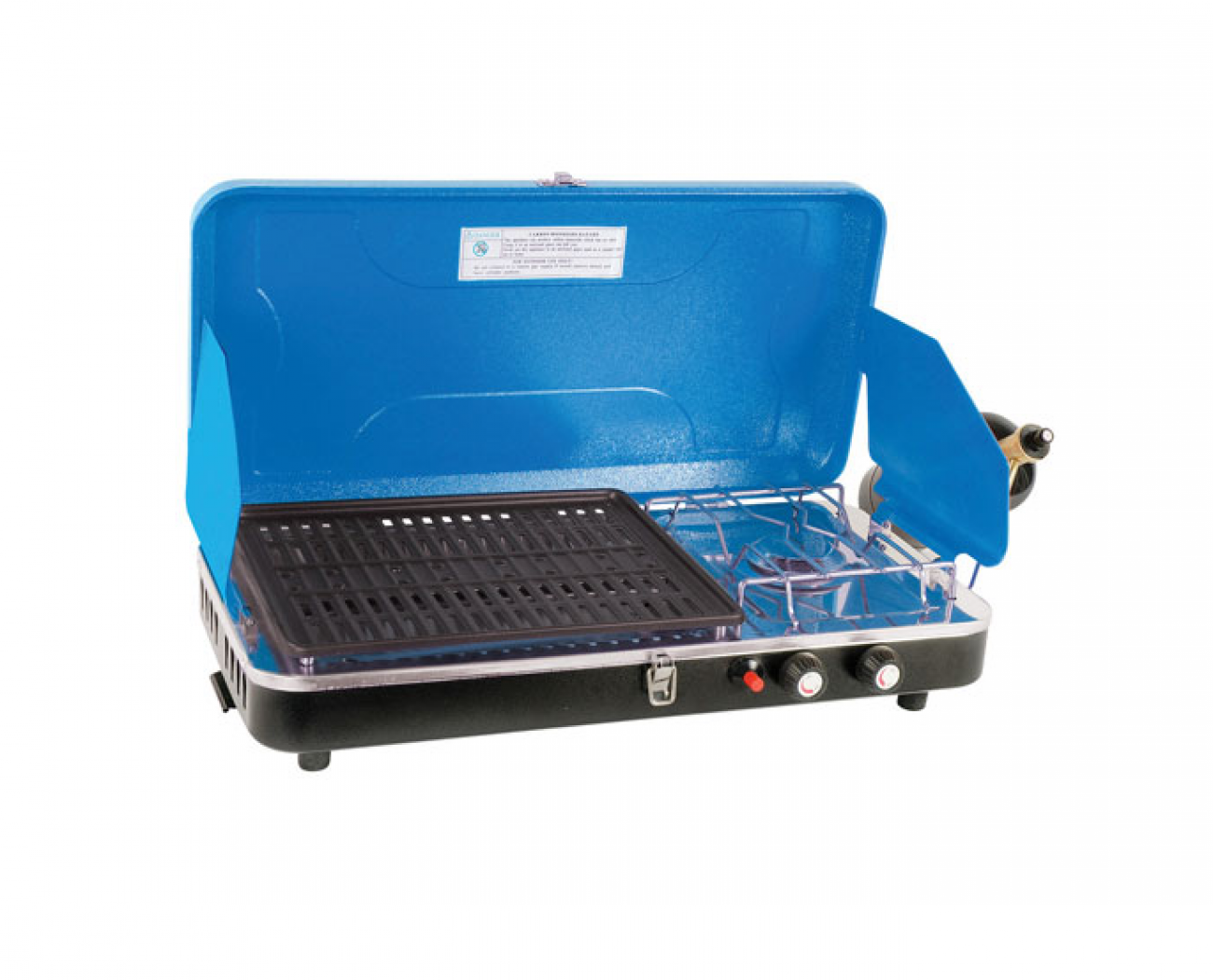 World Famous Propane Camping Stove with Grill - 10,000 BTU - Blue