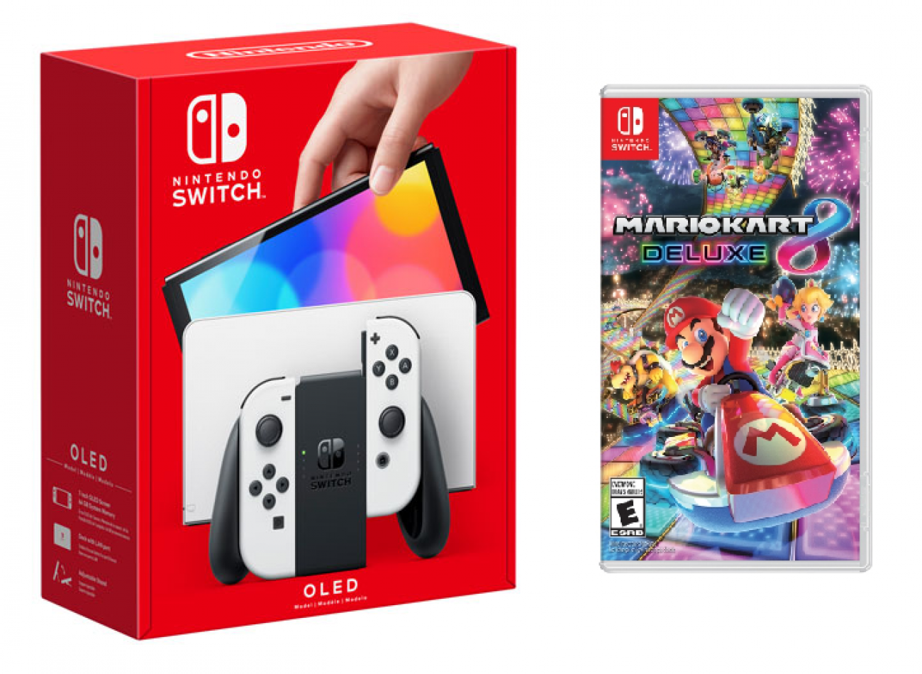 Nintendo Switch Console - White with Mario Kart 8 Deluxe