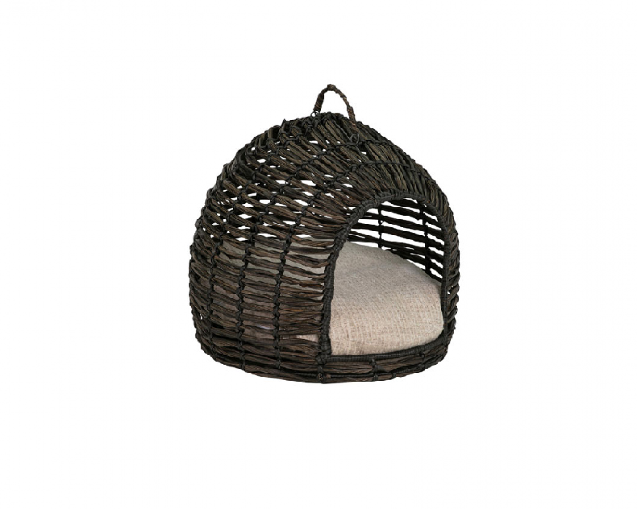 Bowser & Meowser Resin Wicker Hideaway Pet Bed -with Handle- Brown 