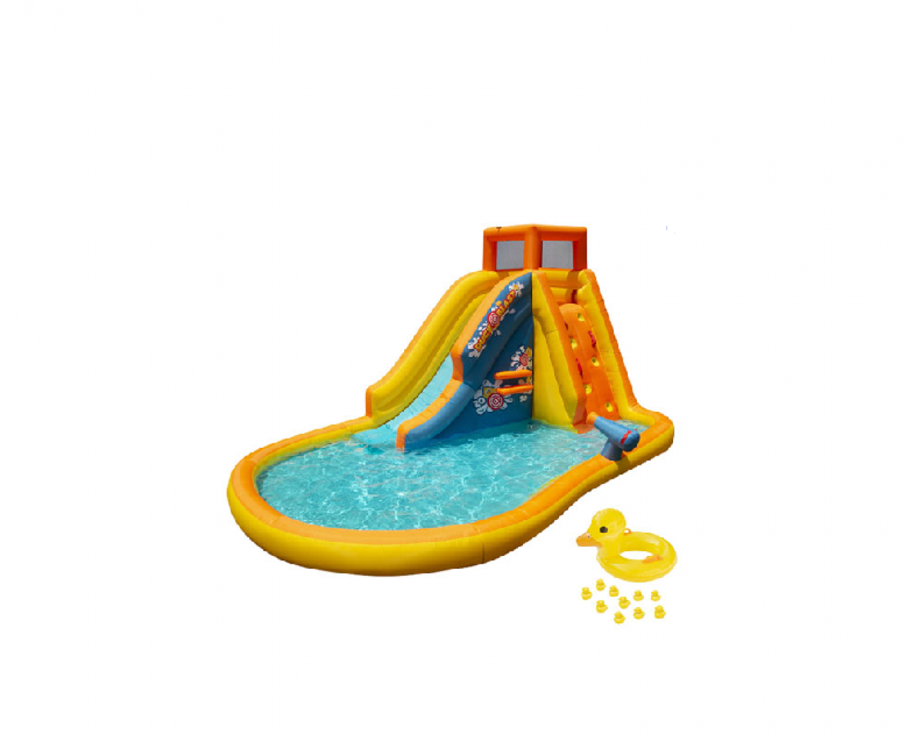 Banzai Giant Inflatable Duck Blast Water Park with Pool & Slide - Multi-Colour