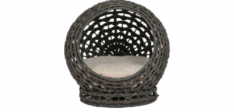 Bowser & Meowser Round Resin Wicker Pet Bed- GREY 